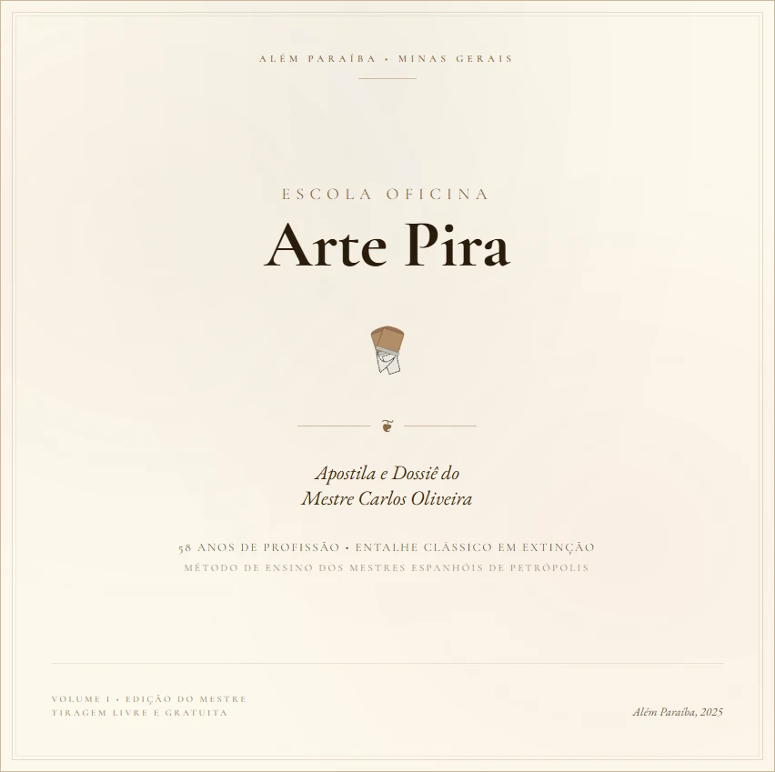 Capa da apostila Arte Pira: Apostila e Dossiê do Mestre Carlos Oliveira: Escola Oficina Arte Pira, Além Paraíba, Minas Gerais.
